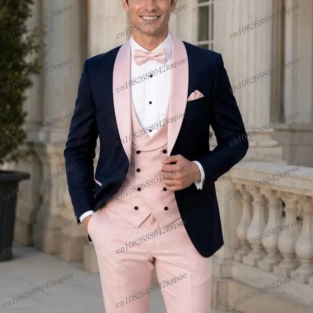 Navy Blue And Pink Men Suit Formal Groom Groomsman Wedding Party Prom Business Male Tuxedos 3 Piece Set Blazer Vest Pants
Navy Blue And Pink Men Suit Formal Groom Groomsman Wedding Party Prom Business Male Tuxedos 3 Piece Set Blazer Vest Pants