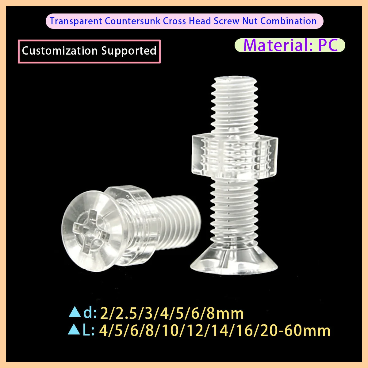 M2-M6 Clear PC Phillips Countersunk Flat Head Plastic Screw Hex Nut Set Transparent Machine Screws
M2-M6 Clear PC Phillips Countersunk Flat Head Plastic Screw Hex Nut Set Transparent Machine Screws