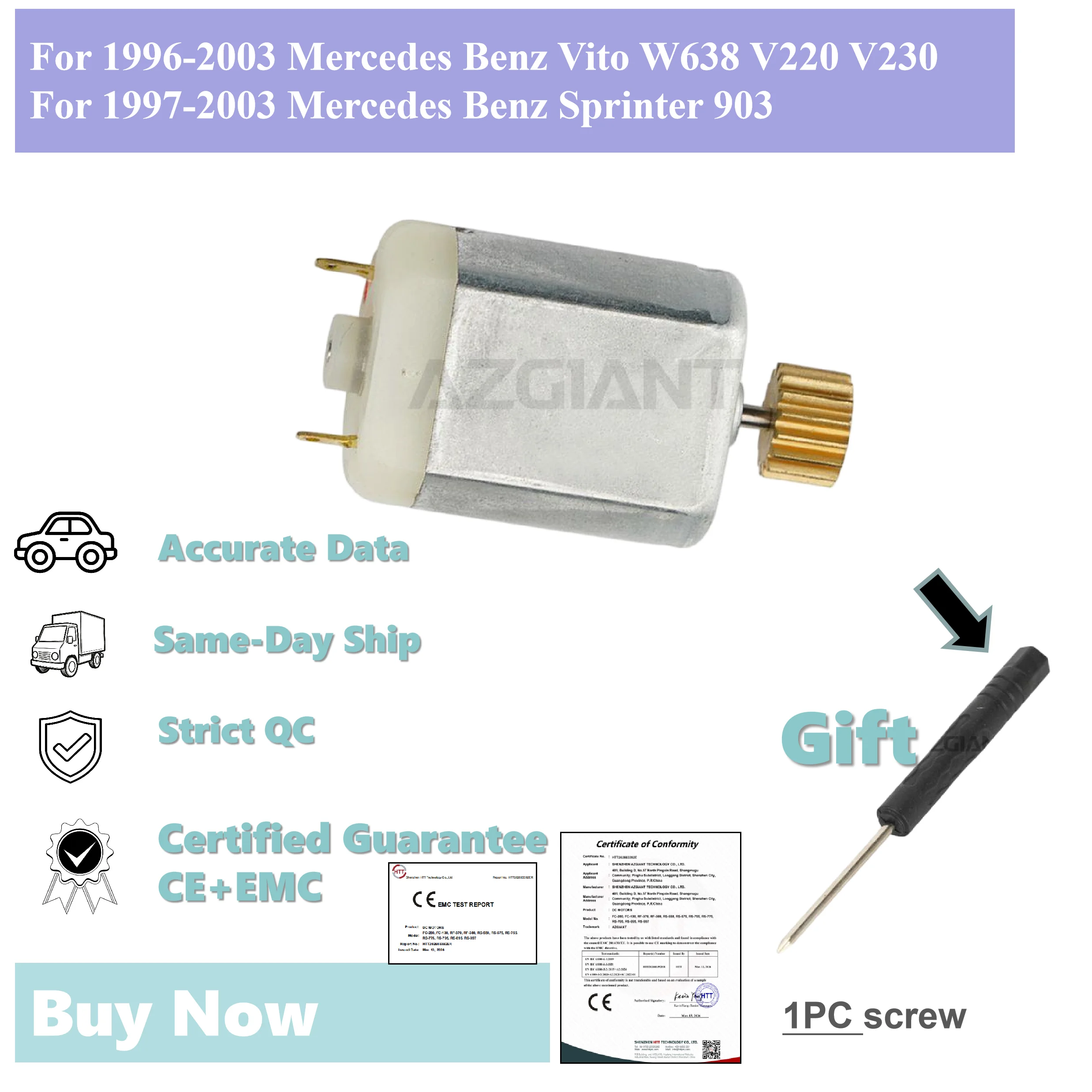 A6387601040 Mini Motor for Mercedes Benz Vito W638 V220 V230/Sprinter 903 Door Lock Universal Center Control
A6387601040 Mini Motor for Mercedes Benz Vito W638 V220 V230/Sprinter 903 Door Lock Universal Center Control