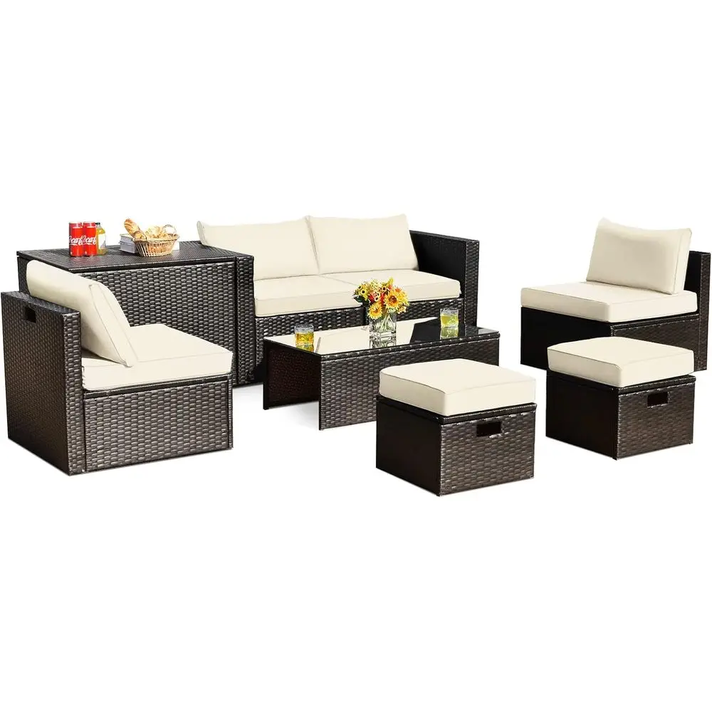 8-Piece Outdoor Space-Saving PE Rattan Sectional Sofa Set with Waterproof Cover for Patio, Garden, Deck, and Poolside (White)
8-Piece Outdoor Space-Saving PE Rattan Sectional Sofa Set with Waterproof Cover for Patio, Garden, Deck, and Poolside (White)