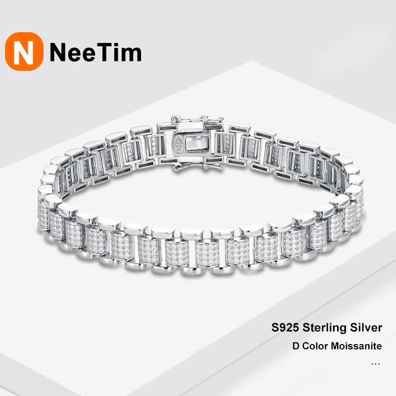 NeeTim Moissanite Cuban Watch Bracelet Lab Diamond 925 Silver with White Gold Plated Tennis Bracelets for Women Man with GRA
NeeTim Moissanite Cuban Watch Bracelet Lab Diamond 925 Silver with White Gold Plated Tennis Bracelets for Women Man with GRA