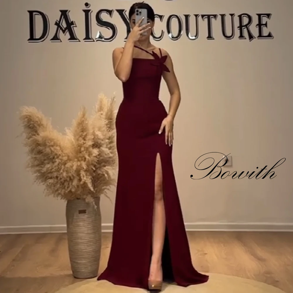 Bowith Side High Slit Burgundy Formal Evening Dresses Spaghetti Straps Handmade Flower Women Prom Gown Party Dress
Bowith Side High Slit Burgundy Formal Evening Dresses Spaghetti Straps Handmade Flower Women Prom Gown Party Dress
