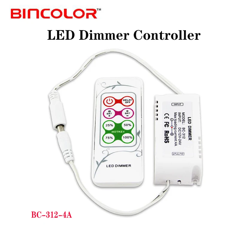 Single color LED Dimmer BC-312-4A PWM Output signal Lamp tape Controller switch & 8 keys RF remote Controller
Single color LED Dimmer BC-312-4A PWM Output signal Lamp tape Controller switch & 8 keys RF remote Controller