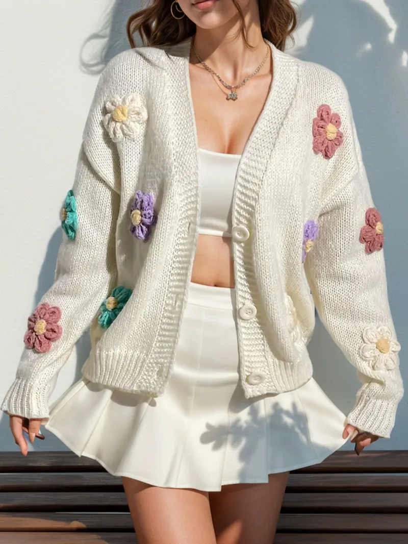 Women Autumn New 3D Crochet Flower Cardigan Sweet Fresh Loose Long Sleeve Plus Size Flower Sweater Coat Ladies Stylish Knit Tops
Women Autumn New 3D Crochet Flower Cardigan Sweet Fresh Loose Long Sleeve Plus Size Flower Sweater Coat Ladies Stylish Knit Tops