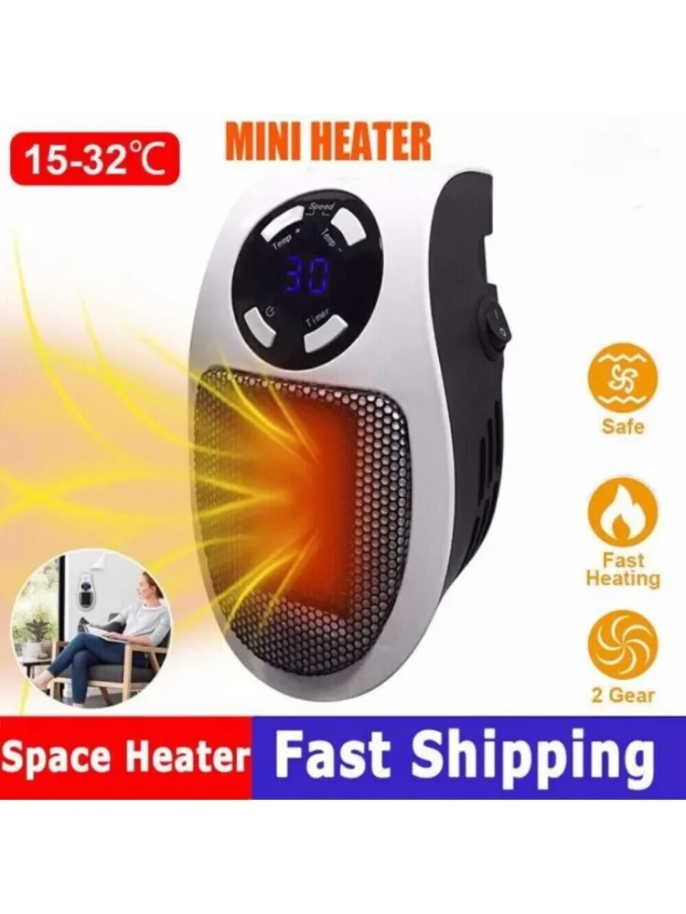 Portable Plug in Wall Space Heater Digital Timer Personal Heater Fan 
Portable Plug in Wall Space Heater Digital Timer Personal Heater Fan