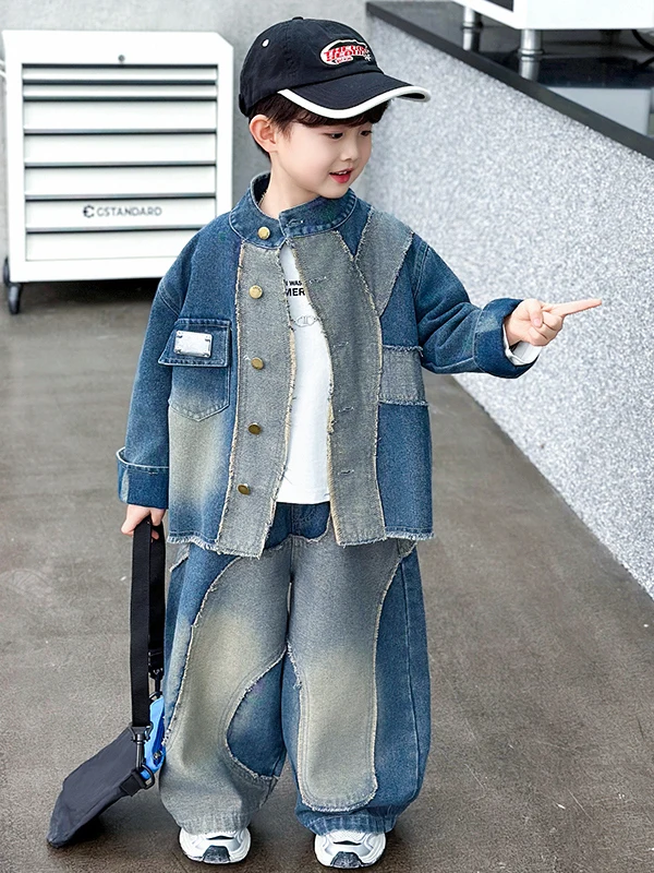 Children's Denim Set Boys Spring Autumn Faionable Two-Piece Suit Sli Jaet Cotton Long Sve Hoodie And Long Pants
Children's Denim Set Boys Spring Autumn Faionable Two-Piece Suit Sli Jaet Cotton Long Sve Hoodie And Long Pants