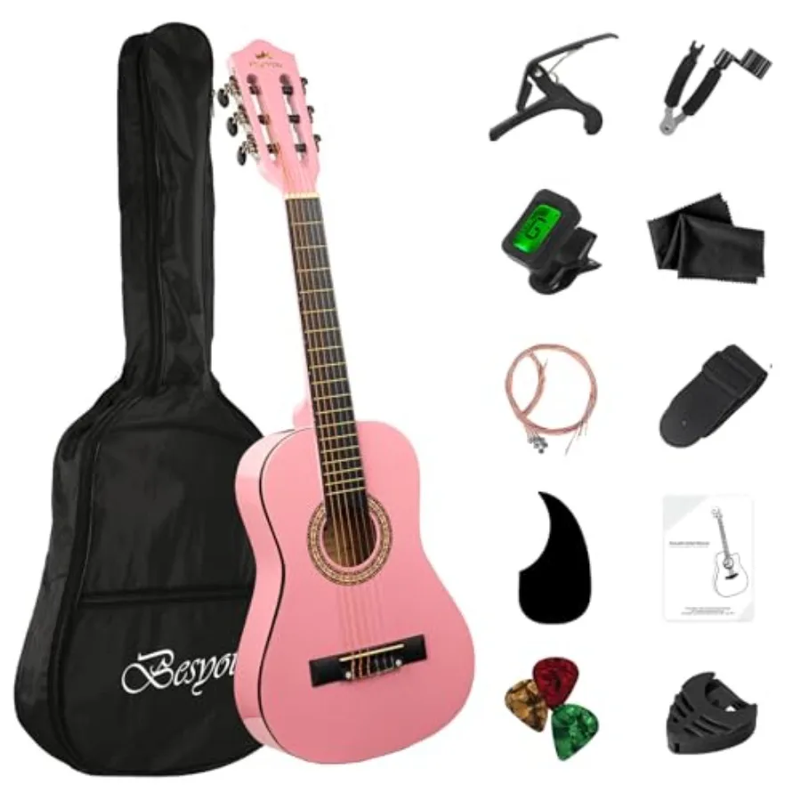Beginner Acoustic Guitar Starter Kit: 30in Wood Guitar with Black Finish, Includes Tuner, Gig Bag, Capo, Strings, Winders, Stra
Beginner Acoustic Guitar Starter Kit: 30in Wood Guitar with Black Finish, Includes Tuner, Gig Bag, Capo, Strings, Winders, Stra