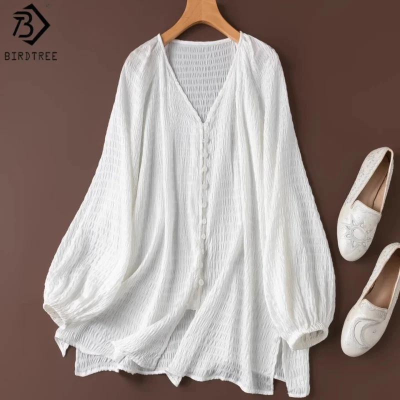 Блузка Birdtree из 93% шелка и 7% спандекса, прозрачная, с V-образным вырезом и рукавами-фонариками, женский атласный кардиган из креп-шелка, новинка 2026 года T63029JF
Блузка Birdtree из 93% шелка и 7% спандекса, прозрачная, с V-образным вырезом и рукавами-фонариками, женский атласный кардиган из креп-шелка, новинка 2026 года T63029JF