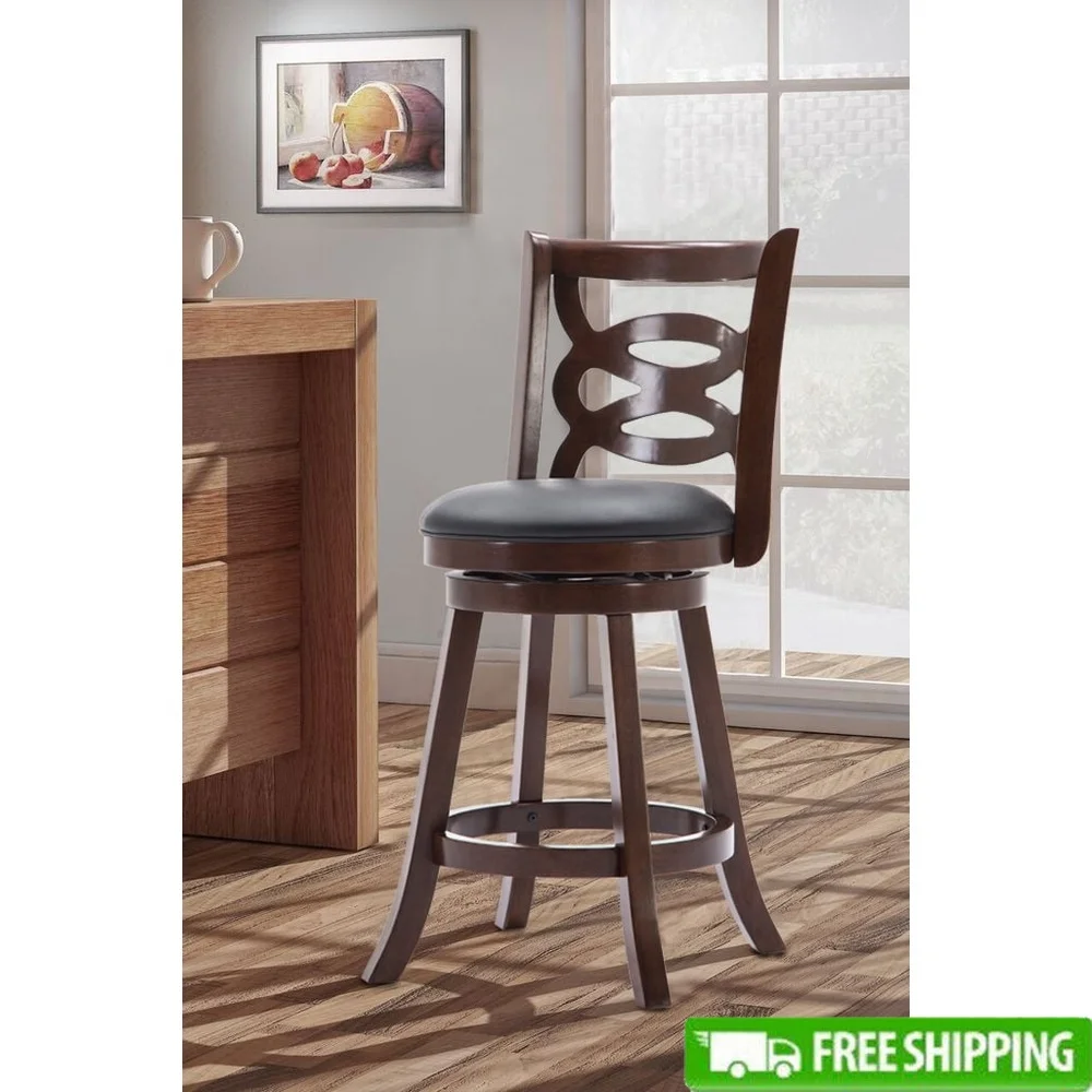 High Back Swivel Counter Stool Solid Hardwood Upholstered Seat 360 Rotation Easy Assembly Dining Bar Kitchen Chair
High Back Swivel Counter Stool Solid Hardwood Upholstered Seat 360 Rotation Easy Assembly Dining Bar Kitchen Chair