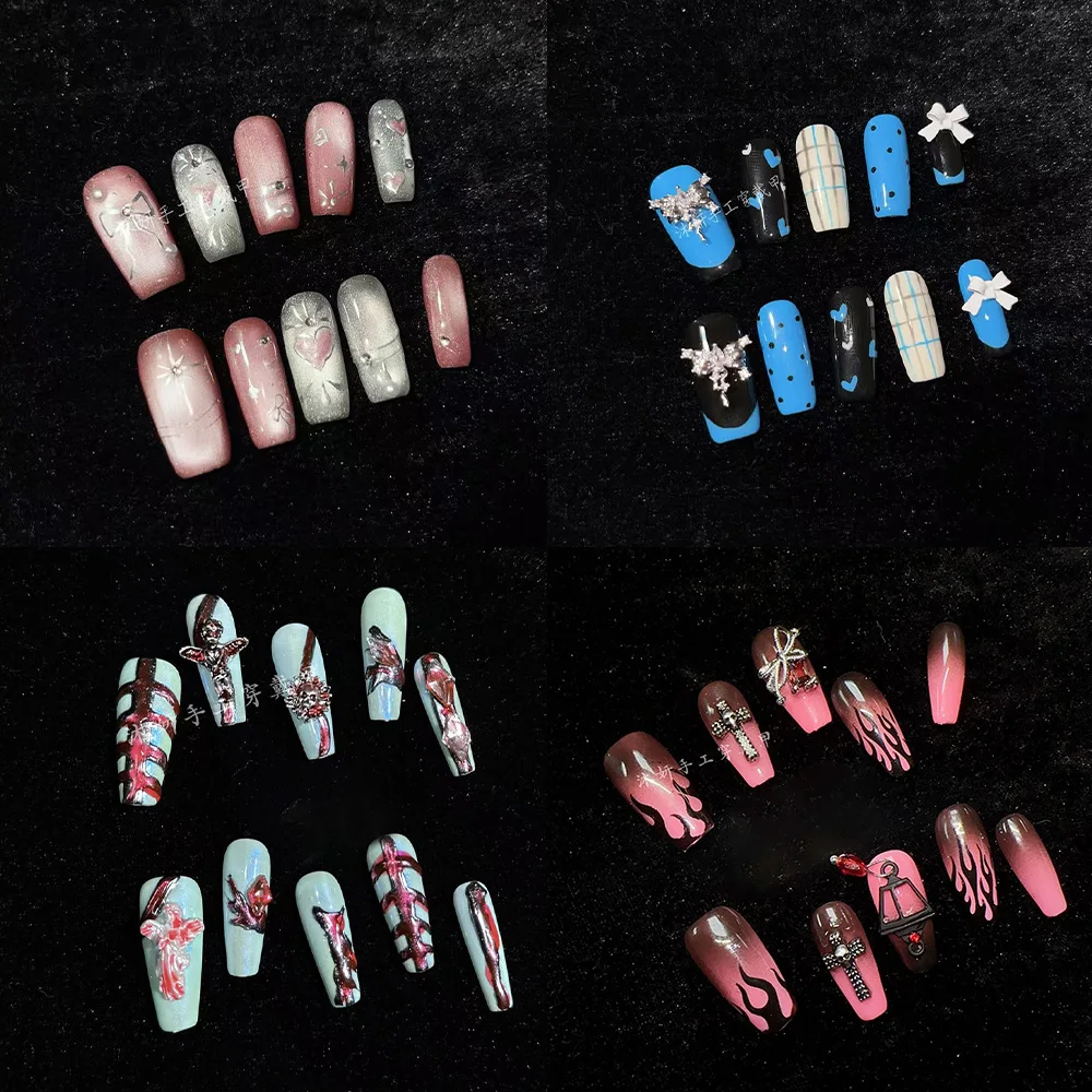 10PCS Retro Shining Cat's Eye Bowknot Cross Coffin Fake Nail Pearl Diamond Dot Moon Stars Love Press-On Nails Summer Accessories
10PCS Retro Shining Cat's Eye Bowknot Cross Coffin Fake Nail Pearl Diamond Dot Moon Stars Love Press-On Nails Summer Accessories