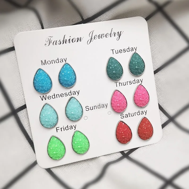 20pairs Waterdrop Druzy Drusy Earrings Resin Cabochon Earring Stainless Steel Stud for Women Men Girl Jewelry Gift
20pairs Waterdrop Druzy Drusy Earrings Resin Cabochon Earring Stainless Steel Stud for Women Men Girl Jewelry Gift