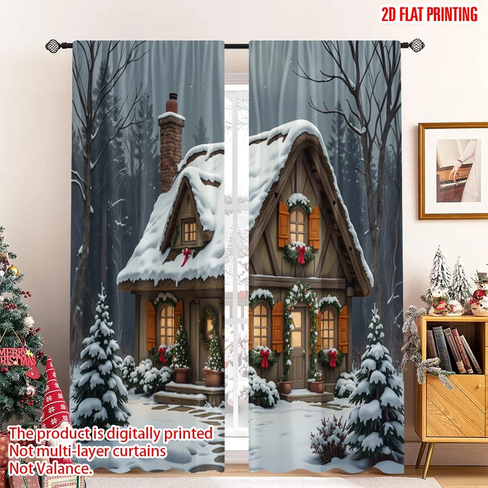 2pcs 2D flat printing Christmas Curtains Cozy Snow Cottage Christmas Lights 100% Polyester Without Electricity Holiday 
2pcs 2D flat printing Christmas Curtains Cozy Snow Cottage Christmas Lights 100% Polyester Without Electricity Holiday