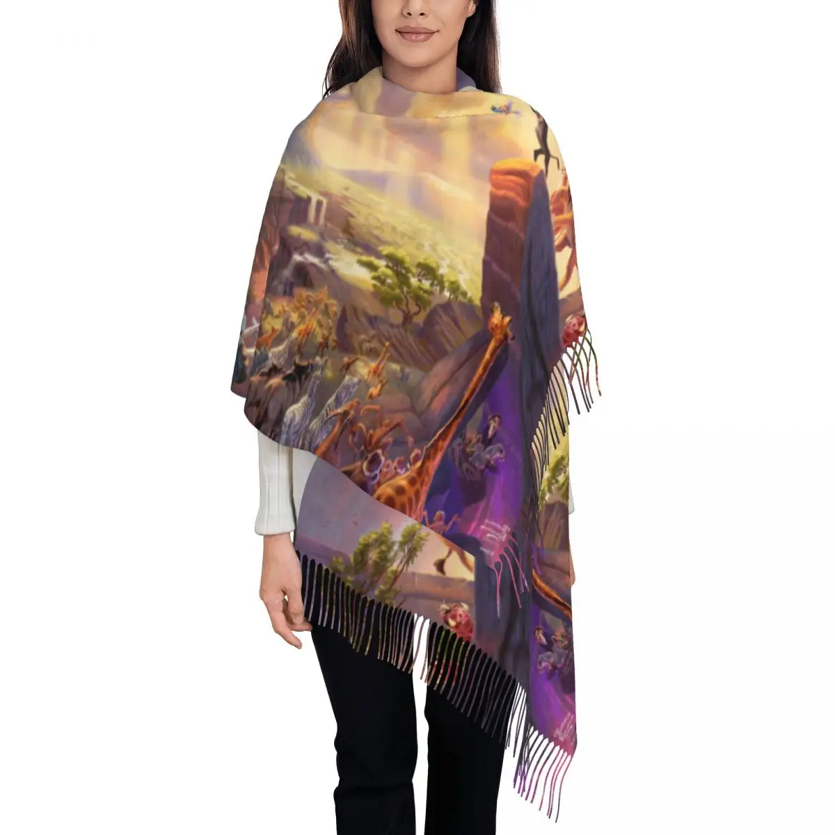 Custom Ladies Large Cartoon Lion King Simba Scarves Women Winter Soft Warm Tassel Shawl Wraps Scarf 
Custom Ladies Large Cartoon Lion King Simba Scarves Women Winter Soft Warm Tassel Shawl Wraps Scarf