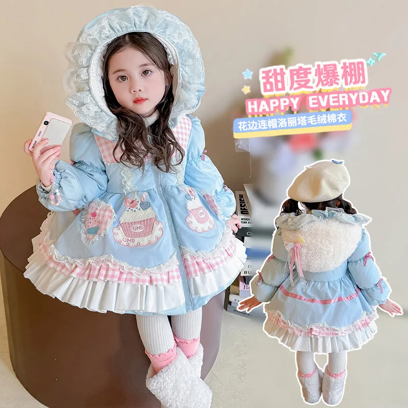 Зимняя модная хлопковая куртка на толстом пуху для девочек в стиле аниме Cinnamoroll, детская милая хлопковая куртка с героями мультфильмов, хлопковая юбка с капюшоном
Зимняя модная хлопковая куртка на толстом пуху для девочек в стиле аниме Cinnamoroll, детская милая хлопковая куртка с героями мультфильмов, хлопковая юбка с капюшоном