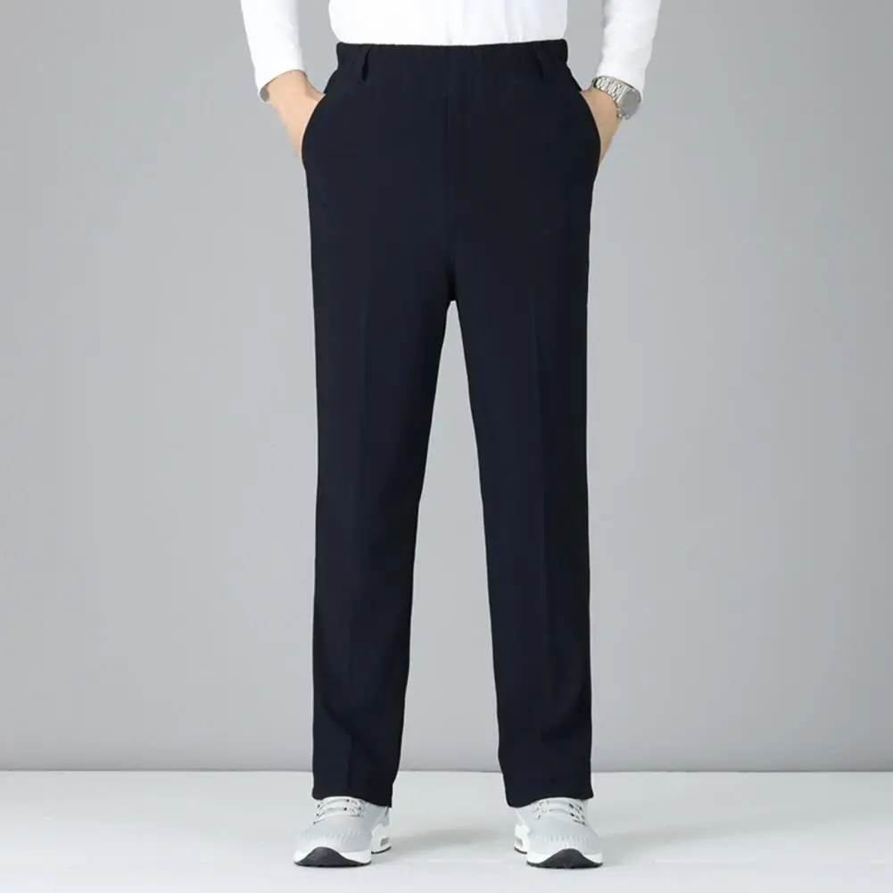 Men Fleece Suit Pants Mid-aged Men's Winter Solid Color Suit Pants with Elastic High Waist Thickened Fleece Lined for Men
Men Fleece Suit Pants Mid-aged Men's Winter Solid Color Suit Pants with Elastic High Waist Thickened Fleece Lined for Men