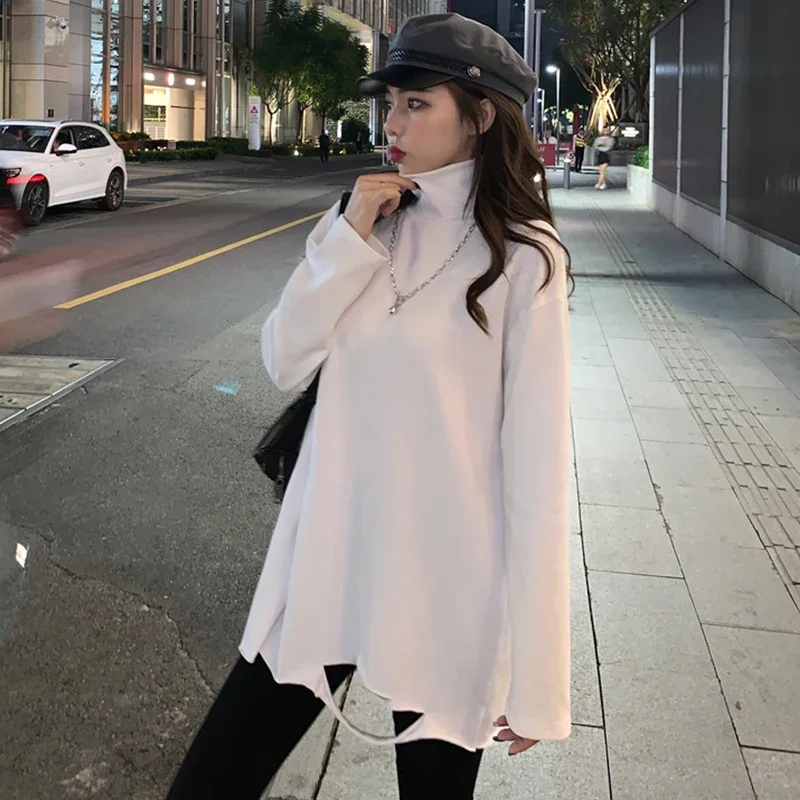 EBAIHUI Women's High Neck T-shirt with Perforated Bottom Design Ladies Long Sleeve T Shirt Spring and Autumn Loose Bottom Tops
EBAIHUI Women's High Neck T-shirt with Perforated Bottom Design Ladies Long Sleeve T Shirt Spring and Autumn Loose Bottom Tops