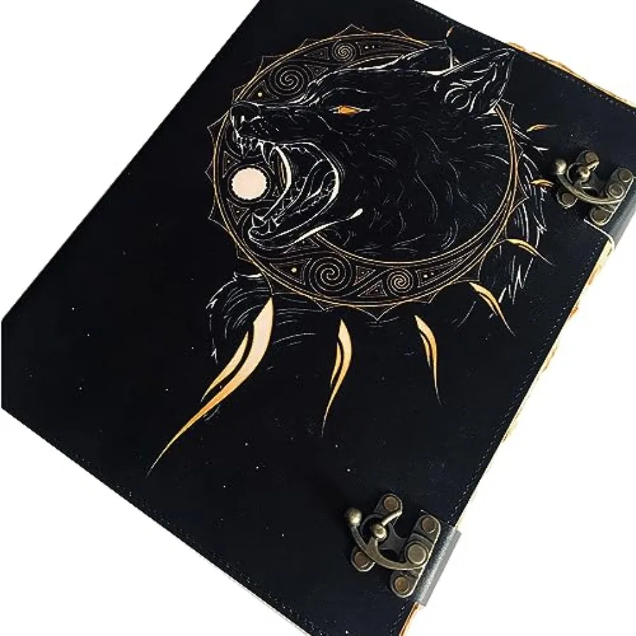 Black Wolf Leather Printed Leather Journal for Men and Women 200 Pages Antique Handmade Deckle Edge Vintage Paper Used as Sketc
Black Wolf Leather Printed Leather Journal for Men and Women 200 Pages Antique Handmade Deckle Edge Vintage Paper Used as Sketc