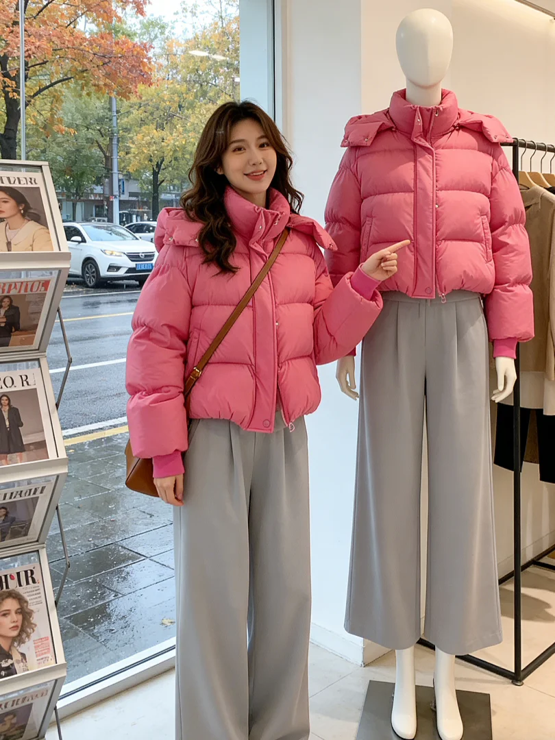 Новая зимняя женская утепленная хлопковая куртка 2025 года, розово-красное пальто в корейском стиле, свободный крой, с длинными рукавами, с капюшоном
Новая зимняя женская утепленная хлопковая куртка 2025 года, розово-красное пальто в корейском стиле, свободный крой, с длинными рукавами, с капюшоном