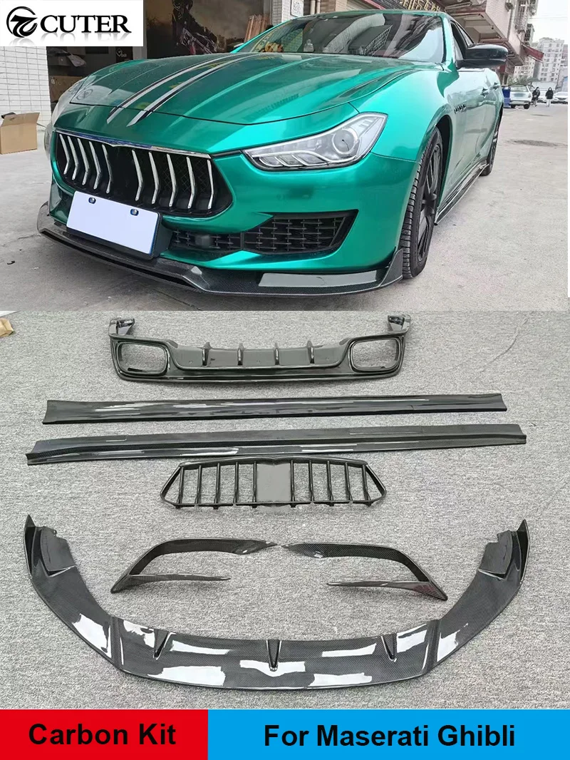 Carbon Fiber Front Bumper Lip Rear Diffuser Lip Side Skirts Rear Spoiler Front Grills for Maserati Ghibli Sq4 Car Body Kit 18-23 
Carbon Fiber Front Bumper Lip Rear Diffuser Lip Side Skirts Rear Spoiler Front Grills for Maserati Ghibli Sq4 Car Body Kit 18-23