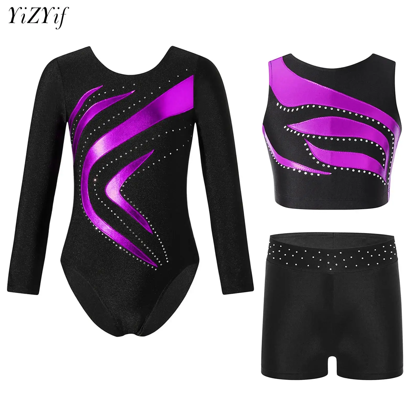 Kids Girl Gymnastics Leotards Bodysuit Long Sleeves Ballet Dance Set Workout Figure Skating Unitard with Crop Top Shorts Outfits
Kids Girl Gymnastics Leotards Bodysuit Long Sleeves Ballet Dance Set Workout Figure Skating Unitard with Crop Top Shorts Outfits