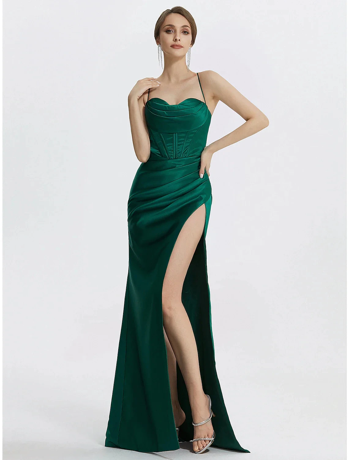 Sexy Long Satin Off Shoulder Evening Dresses With Slit Mermaid Pleated Corset Back Prom Dress Abendkleider for Women فساتين سهرا
Sexy Long Satin Off Shoulder Evening Dresses With Slit Mermaid Pleated Corset Back Prom Dress Abendkleider for Women فساتين سهرا