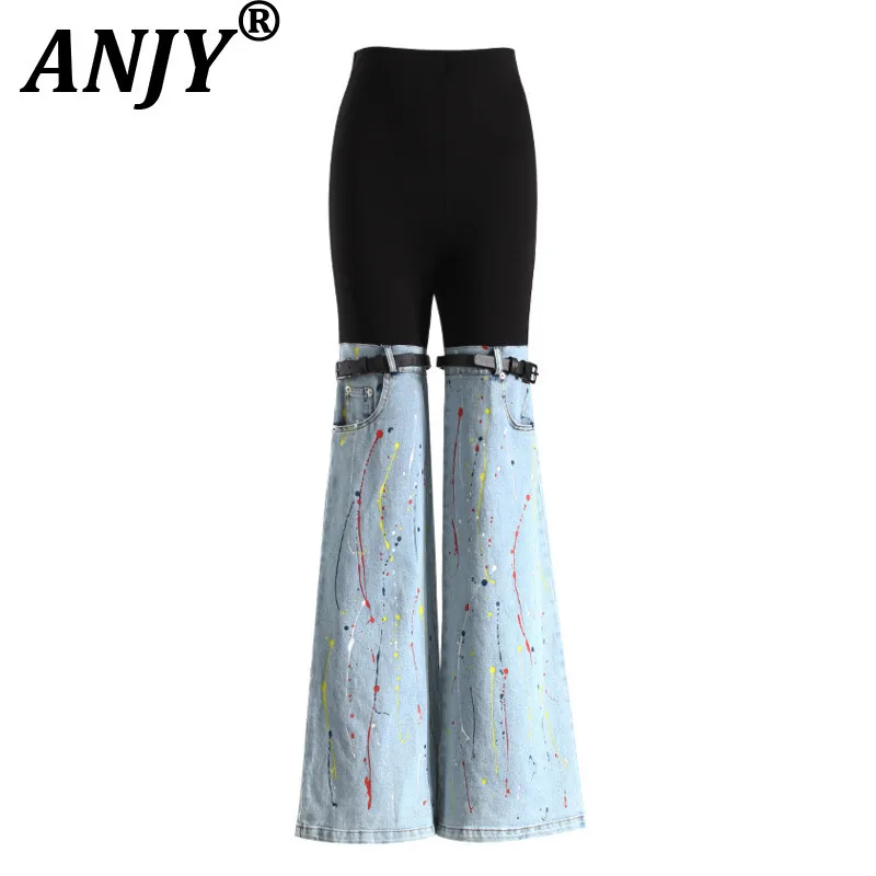 ANJY 2025 Autumn New Women Fashion Paint-Splashed Unique Design Patchwork Denim Pants Ins Slimming Versatile Flared Jeans A15076
ANJY 2025 Autumn New Women Fashion Paint-Splashed Unique Design Patchwork Denim Pants Ins Slimming Versatile Flared Jeans A15076