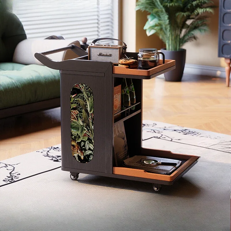 Mobile small side few French retro living room sofa side cabinet antique solid wood trolley rack
Mobile small side few French retro living room sofa side cabinet antique solid wood trolley rack