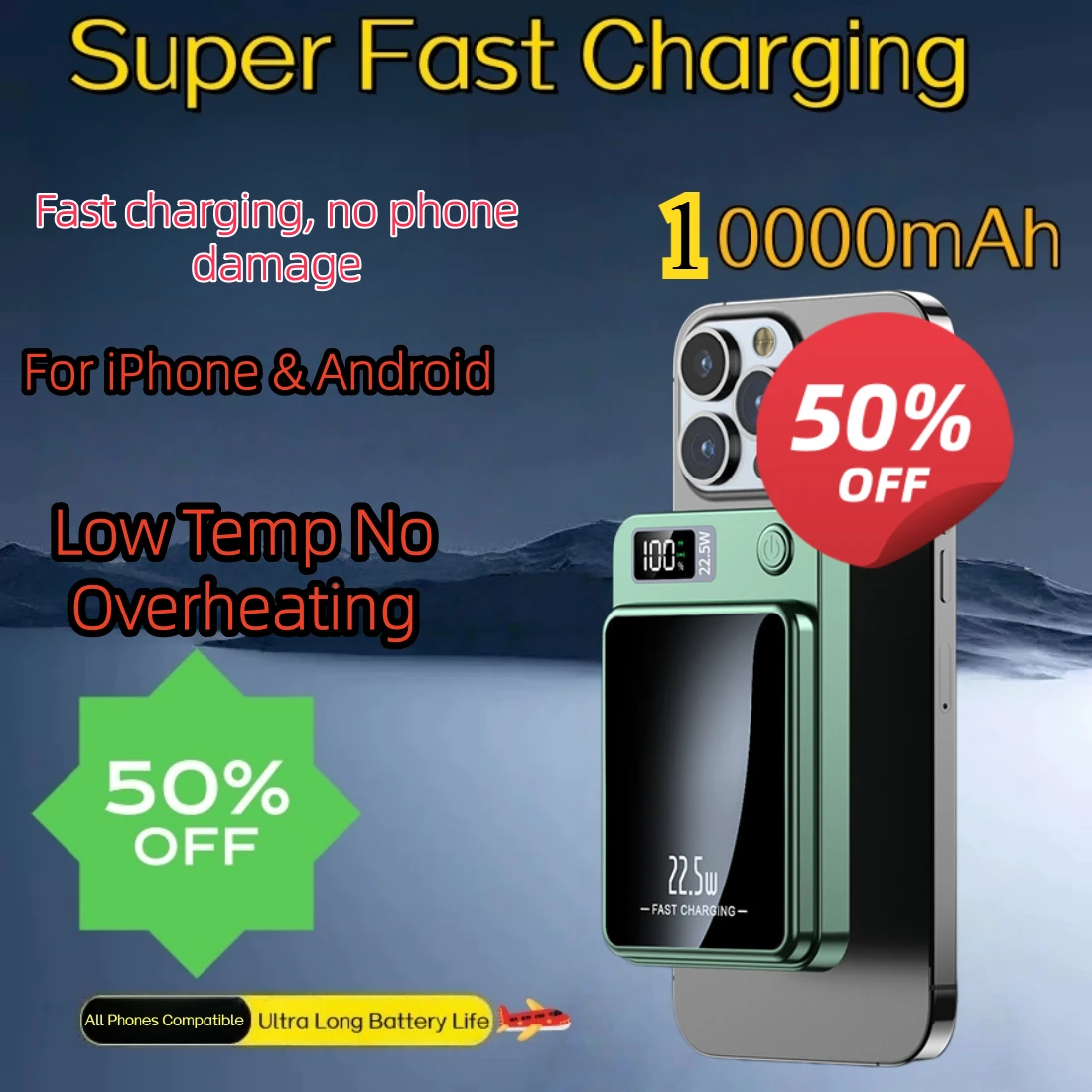 20000mAh Magnetic Wireless Power Bank Portable Airplane Allowed Fast Charging External Battery For iPhone Portable Power Bank
20000mAh Magnetic Wireless Power Bank Portable Airplane Allowed Fast Charging External Battery For iPhone Portable Power Bank