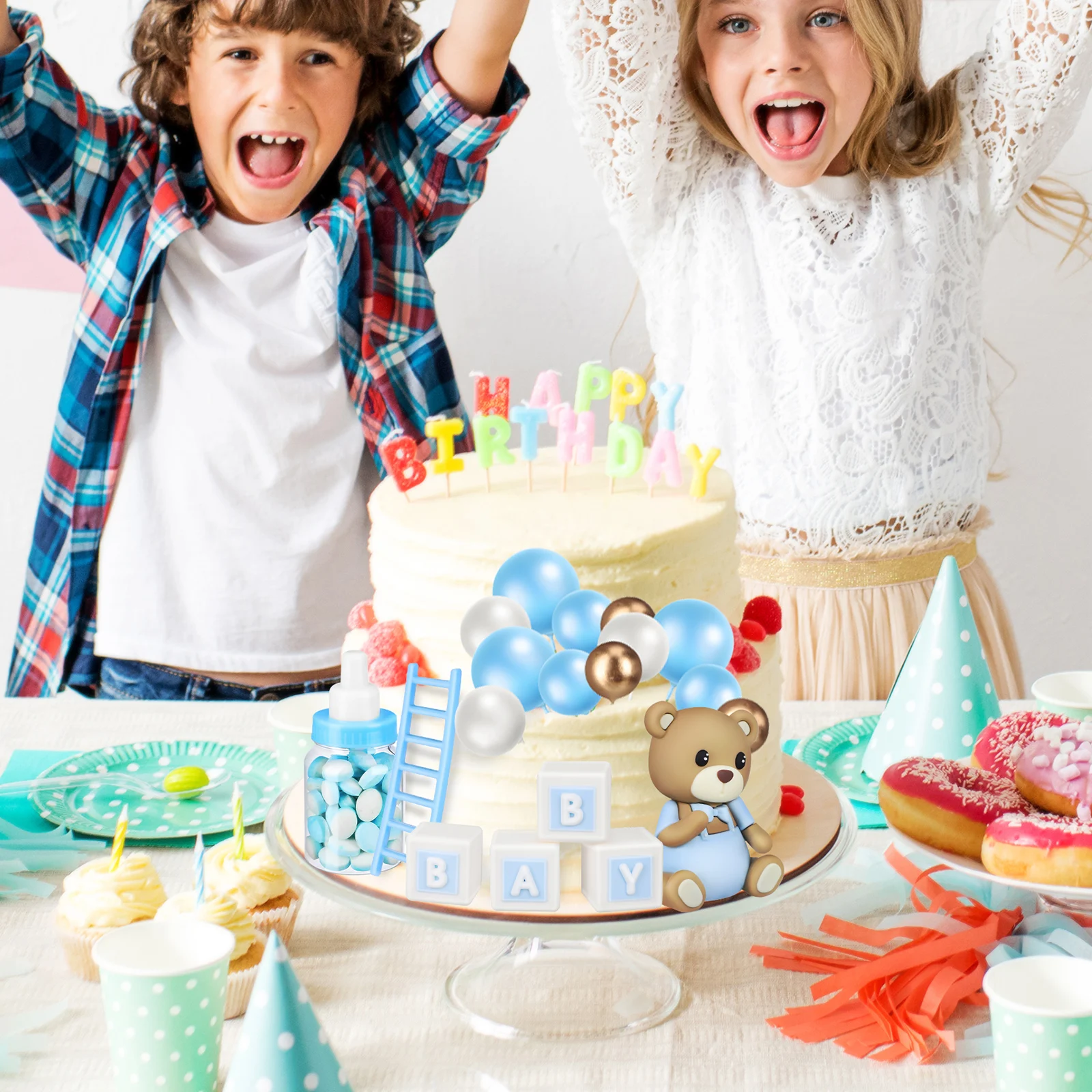 1 set Cute Bear Cake Decorations Baby Shower Boy Topper Ball Cake Accessories Birthday Party Wedding Graduation Decor Reusable
1 set Cute Bear Cake Decorations Baby Shower Boy Topper Ball Cake Accessories Birthday Party Wedding Graduation Decor Reusable