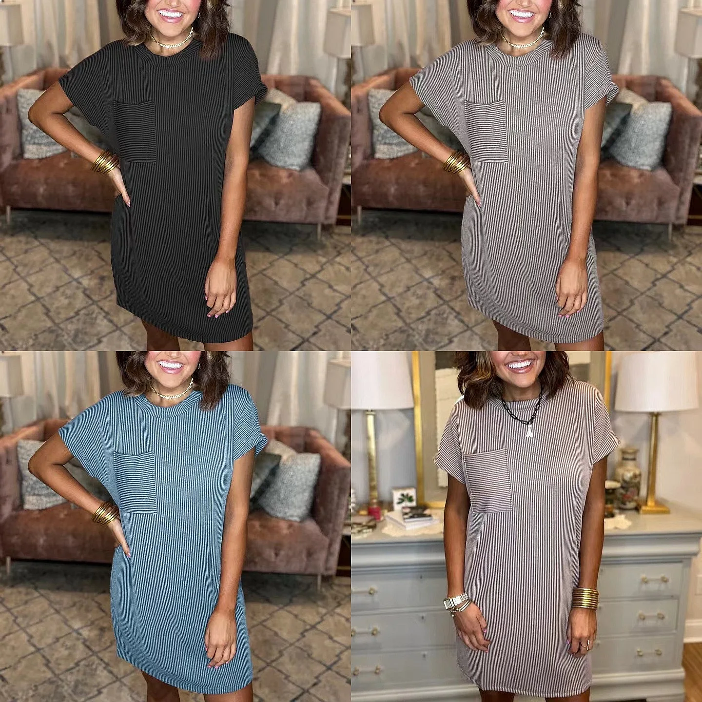 Solid Color Ribbed Knit Dress Casual Pocket Dress Spring Summer Dresses Loose Fit Jumpsuit
Solid Color Ribbed Knit Dress Casual Pocket Dress Spring Summer Dresses Loose Fit Jumpsuit