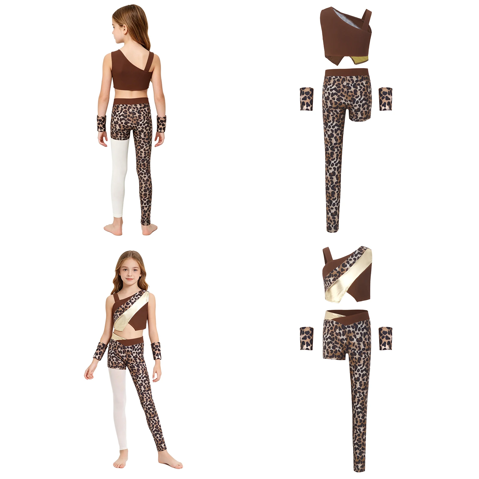 Cavegirl Cosplay Costume Set Metallic Crop Top with Oversleeves And Asymmetrical Pants Dress Up Outfit for Halloween Party
Cavegirl Cosplay Costume Set Metallic Crop Top with Oversleeves And Asymmetrical Pants Dress Up Outfit for Halloween Party
