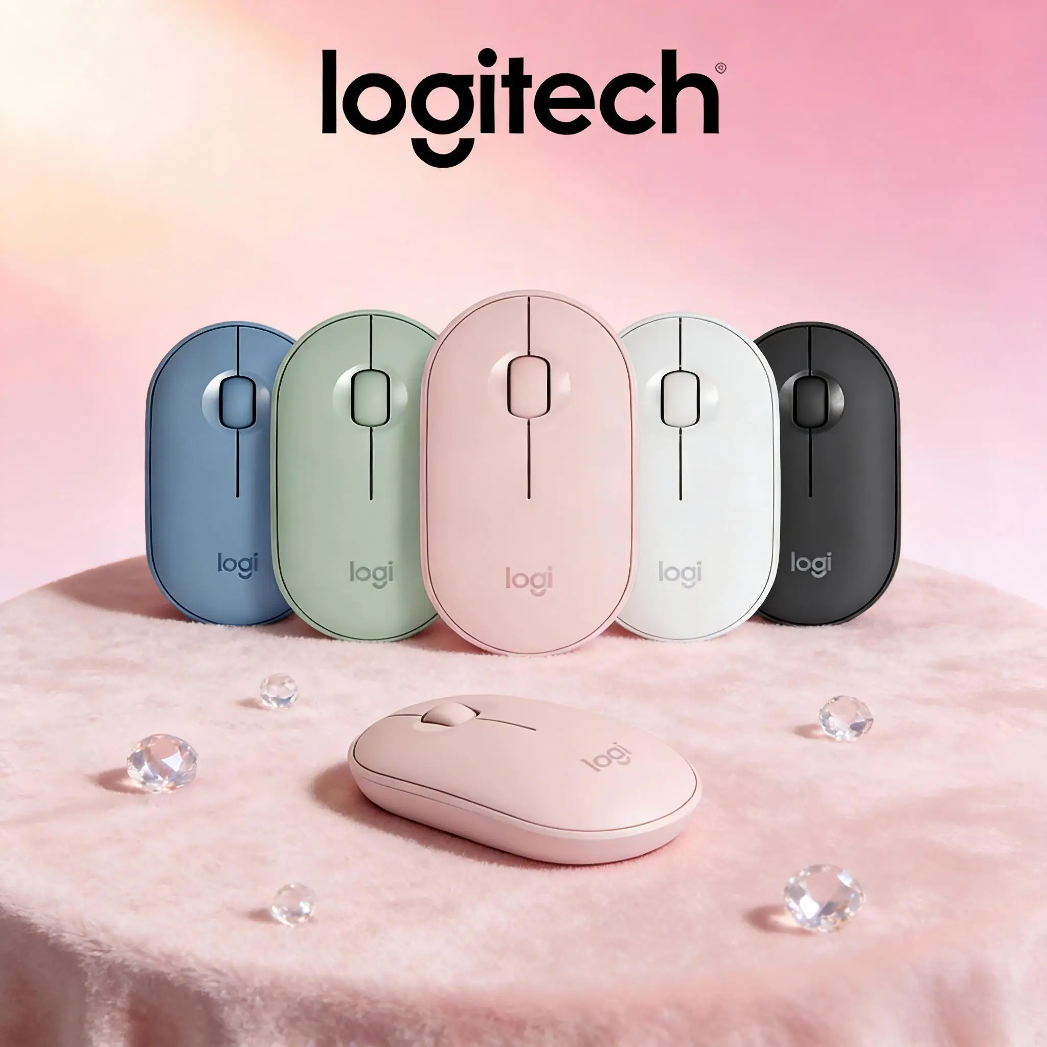 Logitech M350 Pebble Wireless Mouse, Dual-Mode Bluetooth & USB, Slim Compact Portable, Long Battery for Office, Gaming, Laptop &