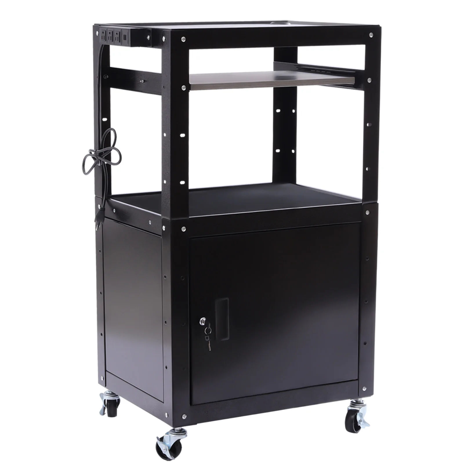Adjustable Work Cart, 2-in-1 Design with Lockable Cabinet, 360° Wheels, Perfect for Office Devices & Documents
Adjustable Work Cart, 2-in-1 Design with Lockable Cabinet, 360° Wheels, Perfect for Office Devices & Documents