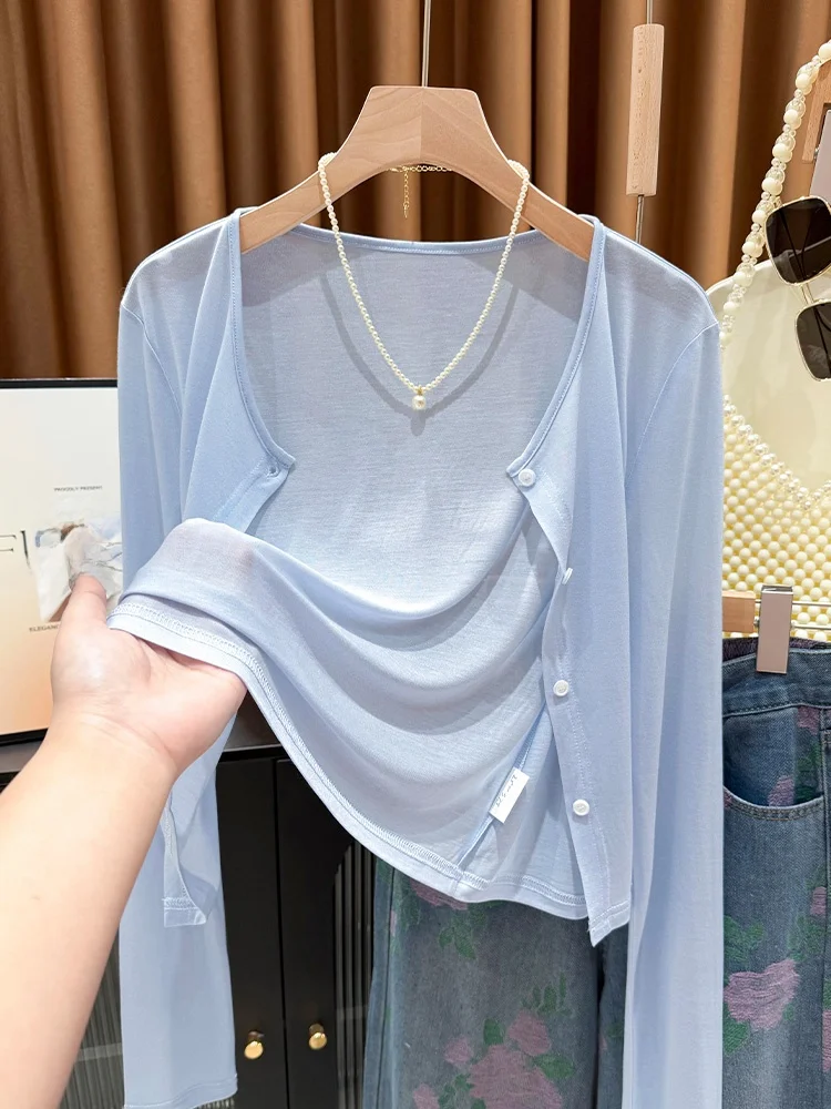 Blue Silk Knitted Sun Protection Cardigan Women's Summer Jazz Dance Yoga Pilates Outer Shawl Thin Cover up Soft Loose Fit
Blue Silk Knitted Sun Protection Cardigan Women's Summer Jazz Dance Yoga Pilates Outer Shawl Thin Cover up Soft Loose Fit