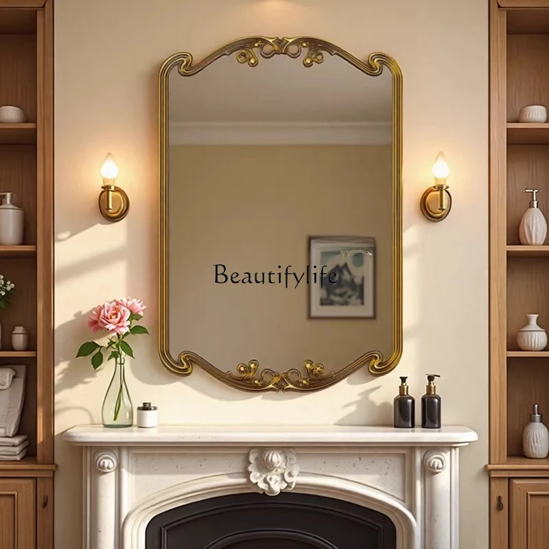 French retro carved makeup mirror American wall-mounted home bathroom bathroom mirror
French retro carved makeup mirror American wall-mounted home bathroom bathroom mirror