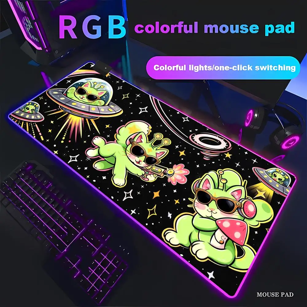 HYBXAXC Kawaii Space Cat Mouse Pad, Neon Galaxy Desk Mat, Cartoon UFO Mouse , Animation Games Beautiful RGB Gaming Mouse Pad HD
HYBXAXC Kawaii Space Cat Mouse Pad, Neon Galaxy Desk Mat, Cartoon UFO Mouse , Animation Games Beautiful RGB Gaming Mouse Pad HD