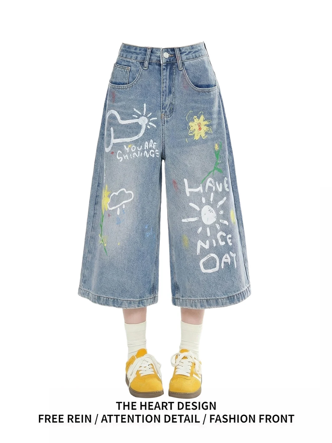 American Style Graffiti Print Loose Wide Leg Jeans Women's Summer New Style Casual High Waist Cotton Trousers Short Shorts
American Style Graffiti Print Loose Wide Leg Jeans Women's Summer New Style Casual High Waist Cotton Trousers Short Shorts