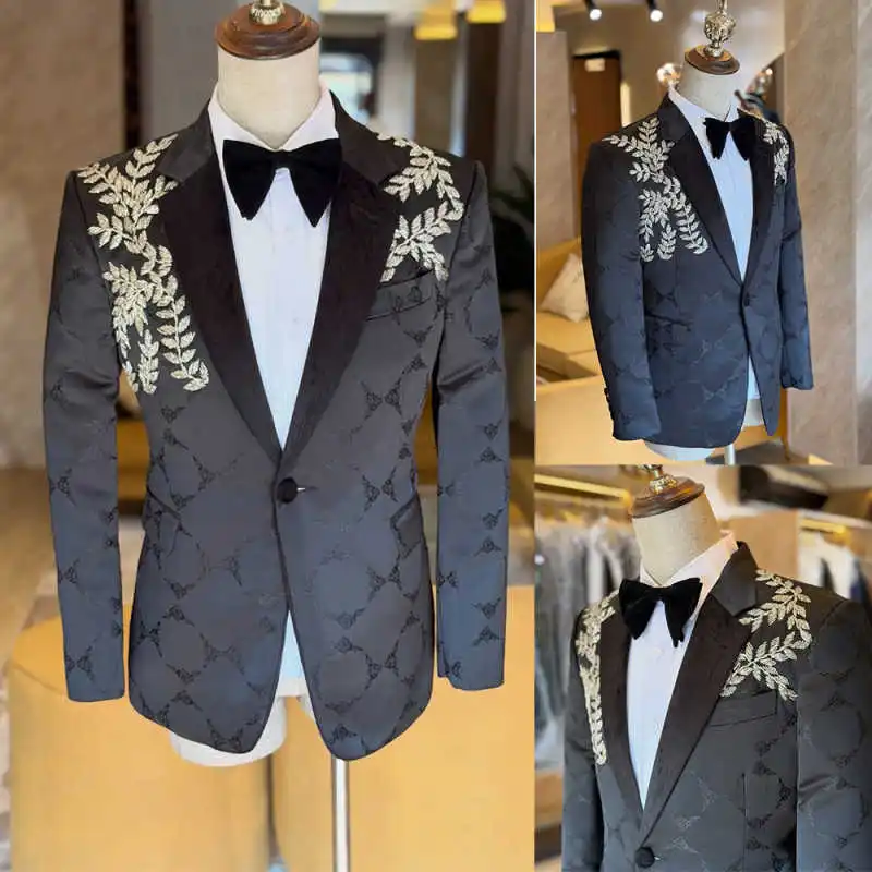 Jacquard Men's Suit 2 Pieces Jacket Pants Notch Lapel Applique Beading Formal Occasion Wedding Banquet Party Customized
Jacquard Men's Suit 2 Pieces Jacket Pants Notch Lapel Applique Beading Formal Occasion Wedding Banquet Party Customized