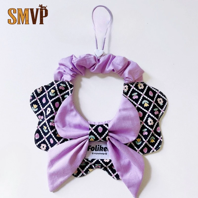Original Design Purple Small Floral Splicing Silk Fabric Retro Pastoral Style Pet Kitten and Dog Decorative Bib Saliva Towel
Original Design Purple Small Floral Splicing Silk Fabric Retro Pastoral Style Pet Kitten and Dog Decorative Bib Saliva Towel