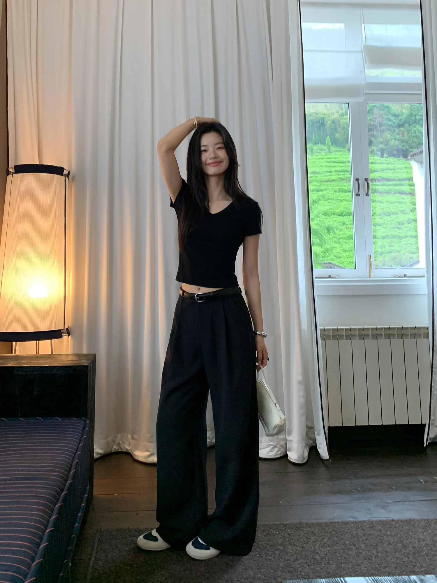 Pusumede High Waist Casual Pants Women's Loose Drapey Wide Leg Suit Pants Simple Style Straight Cut Trousers for Ladies
Pusumede High Waist Casual Pants Women's Loose Drapey Wide Leg Suit Pants Simple Style Straight Cut Trousers for Ladies