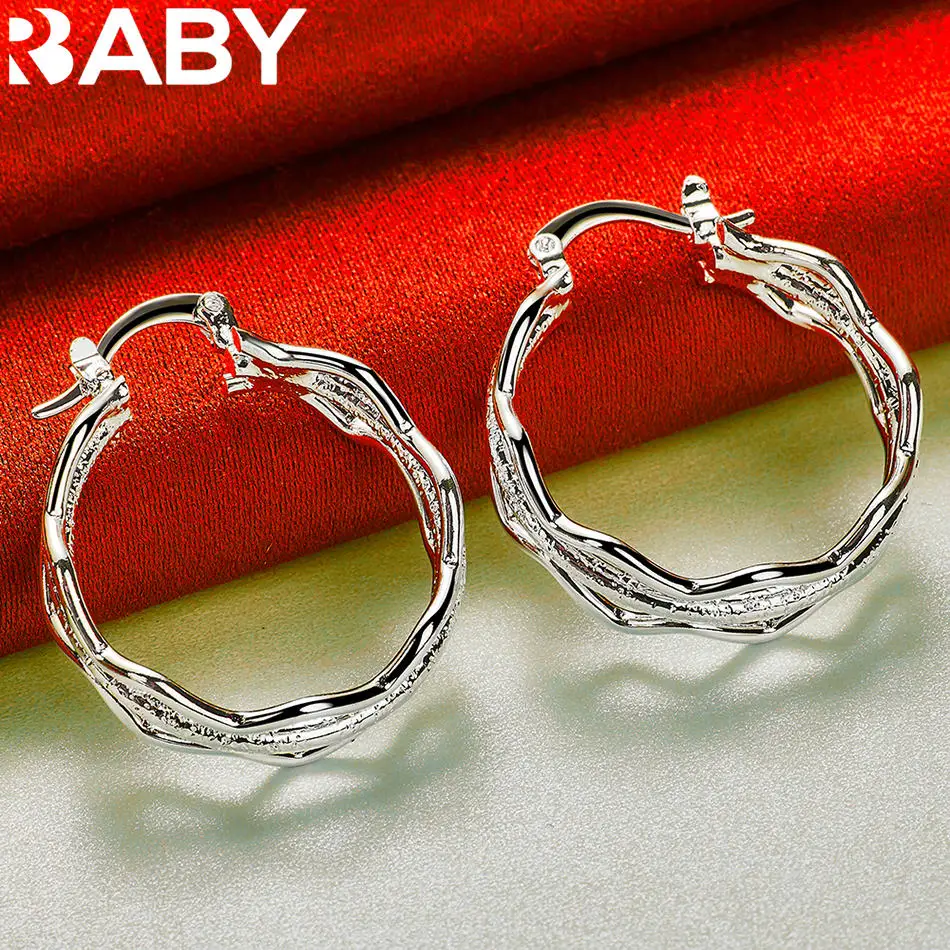 URBABY 925 Sterling Silver 27mm Matte Mlossy Wavy Circle Hoop Earrings For Women Fashion Jewelry Engagement Wedding Accessories
URBABY 925 Sterling Silver 27mm Matte Mlossy Wavy Circle Hoop Earrings For Women Fashion Jewelry Engagement Wedding Accessories
