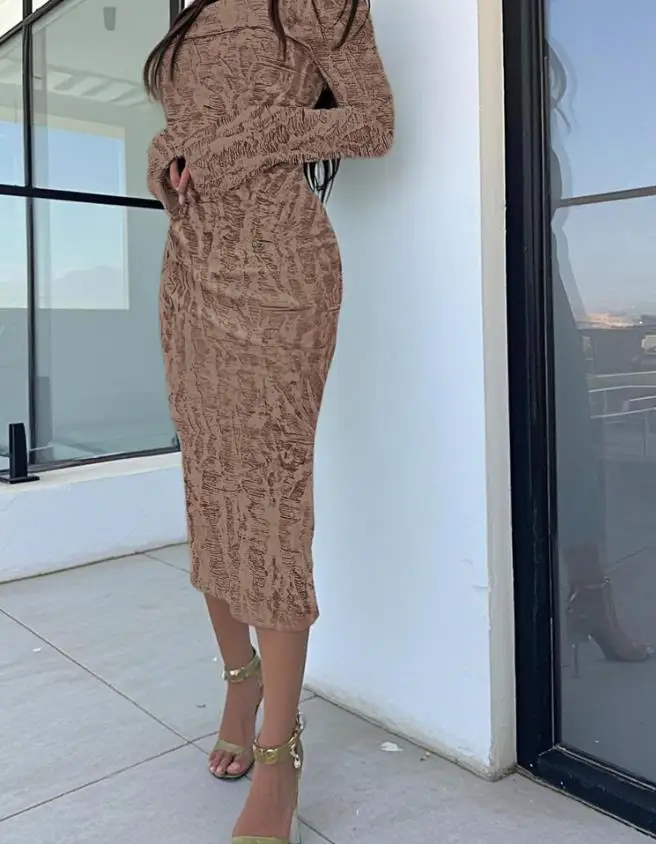 Elegant Dress for Women Dress Ombre Print Off Shoulder Long Sleeve Knit Bodycon Dress Casual Hollow Out High Strechy Midi Dress
Elegant Dress for Women Dress Ombre Print Off Shoulder Long Sleeve Knit Bodycon Dress Casual Hollow Out High Strechy Midi Dress