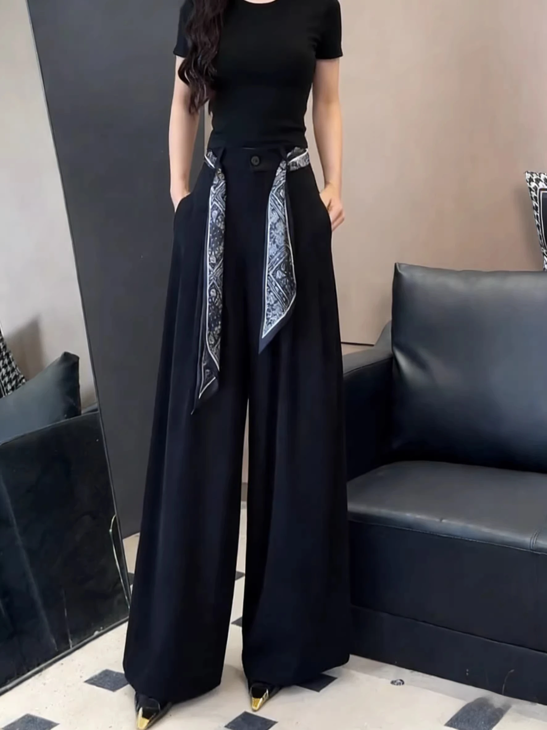 Bla Silk Scarf Drapey Wide Leg Pants High Waist Casual Summer Women's Faion Pleated Trousers Casual Sle Loose Fit
Bla Silk Scarf Drapey Wide Leg Pants High Waist Casual Summer Women's Faion Pleated Trousers Casual Sle Loose Fit