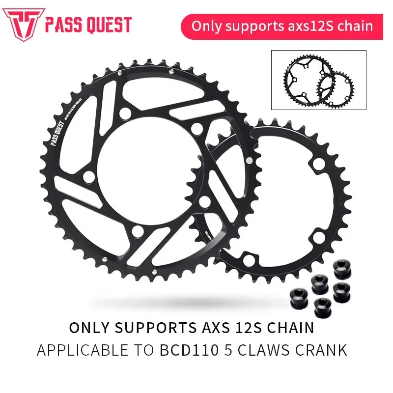 PASS QUEST 2X 110BCD (5-bolt HOLLOW) AXS Sprocket Round Road Bike Foldable Bicycle 12 speed Gravel bik
PASS QUEST 2X 110BCD (5-bolt HOLLOW) AXS Sprocket Round Road Bike Foldable Bicycle 12 speed Gravel bik