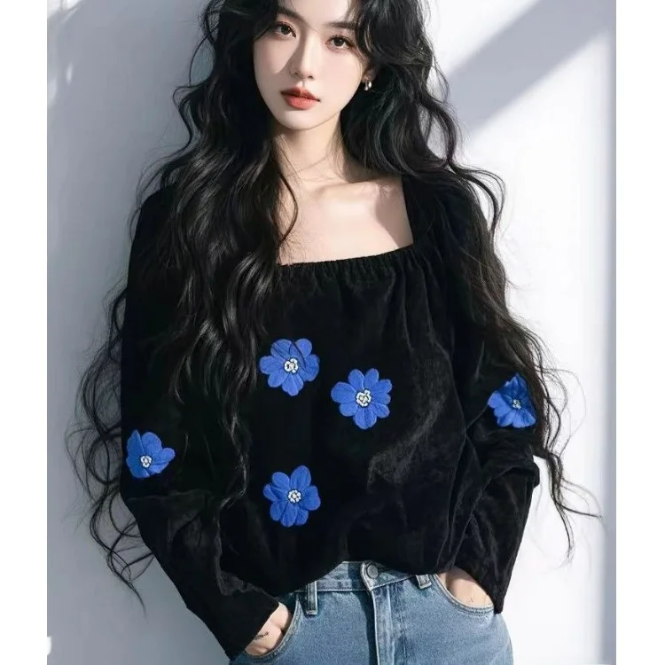 Женский бархатный irt, весна-осень 2021, свободный синий цветочный принт с квадратным воротником, повседневная мода, полиэфирное волокно ort Sve
Женский бархатный irt, весна-осень 2021, свободный синий цветочный принт с квадратным воротником, повседневная мода, полиэфирное волокно ort Sve