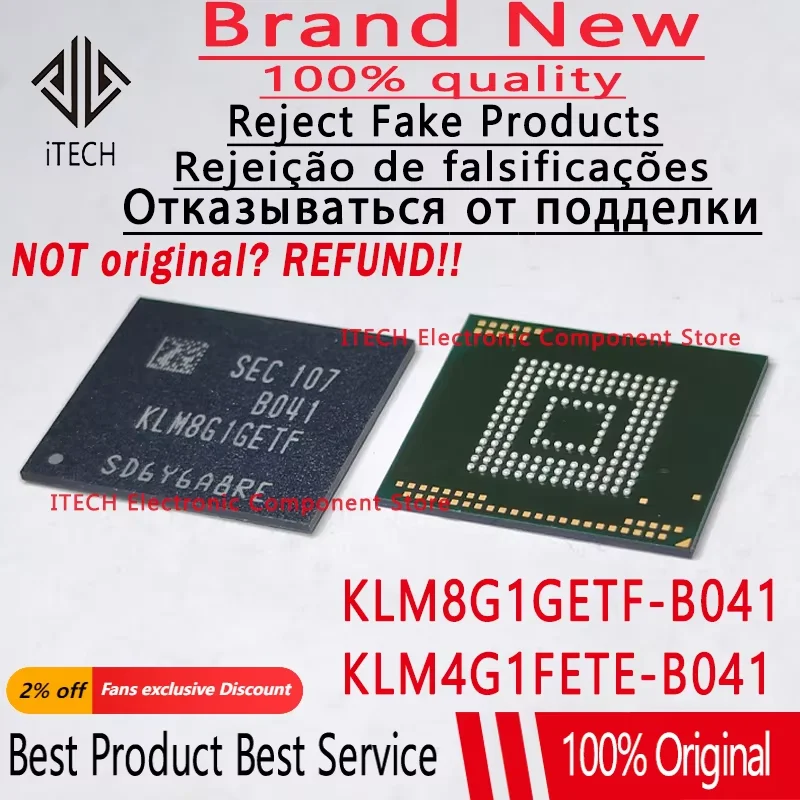 5 шт./лот, оригинальный KLM8G1GETF-B041 KLM8G1GETF KLM4G1FETE-B041 KLM8G1GETF FBGA-153 BGA153, абсолютно новый и оригинальный
5 шт./лот, оригинальный KLM8G1GETF-B041 KLM8G1GETF KLM4G1FETE-B041 KLM8G1GETF FBGA-153 BGA153, абсолютно новый и оригинальный