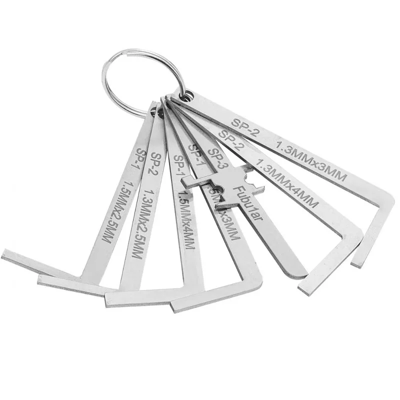 High Quality Practical Locksmith Tool 7 pieces Kit Replacement Turning Tool Double Head Tension Wrench Tool
High Quality Practical Locksmith Tool 7 pieces Kit Replacement Turning Tool Double Head Tension Wrench Tool