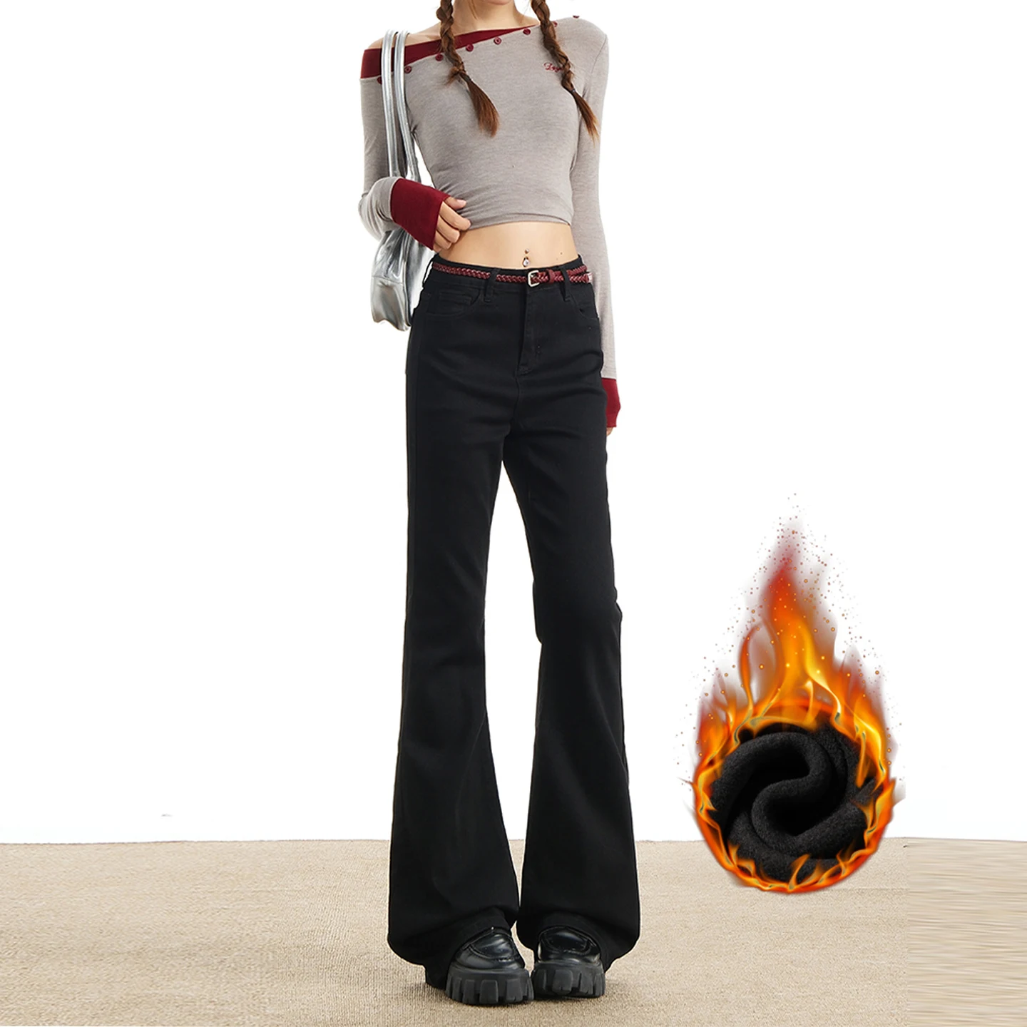 Расклешенные джинсы с низкой талией на подкладке, женские осенне-зимние новые теплые джинсовые брюки-колокольчик длиной до пола
Расклешенные джинсы с низкой талией на подкладке, женские осенне-зимние новые теплые джинсовые брюки-колокольчик длиной до пола