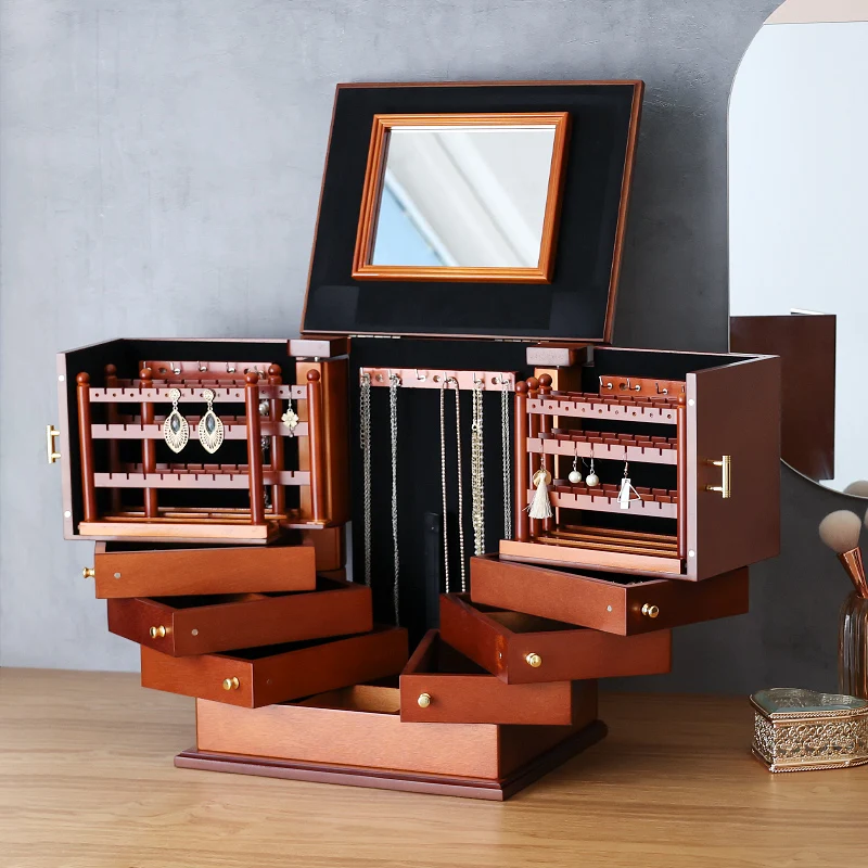 Large Capacity Premium Wooden Jewelry Box Multi-Layer Necklace Earring Ring Organizer Storage Case Storage Box with Mirror
Large Capacity Premium Wooden Jewelry Box Multi-Layer Necklace Earring Ring Organizer Storage Case Storage Box with Mirror