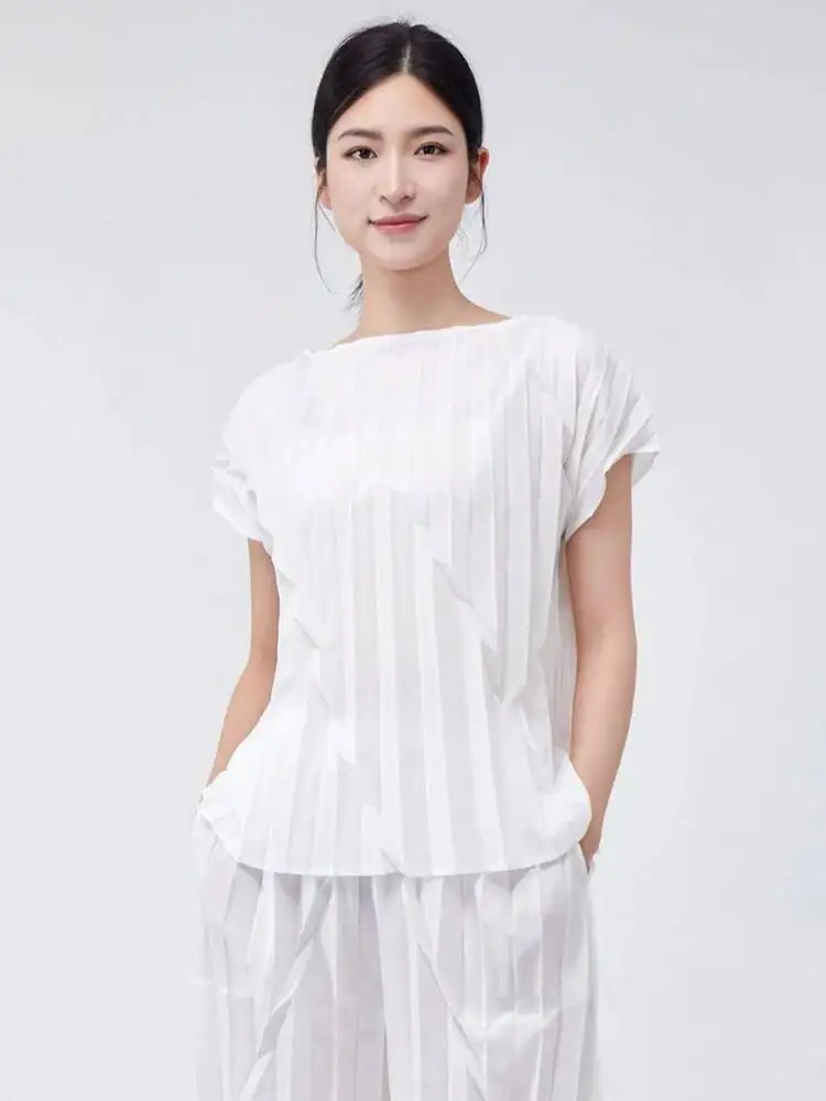 Sleeved Folded Short Women's Top Summer High-end Lightweight Pleatedt-shirt Niche Temperament Pullover Tee Chic 2DKX1
Sleeved Folded Short Women's Top Summer High-end Lightweight Pleatedt-shirt Niche Temperament Pullover Tee Chic 2DKX1